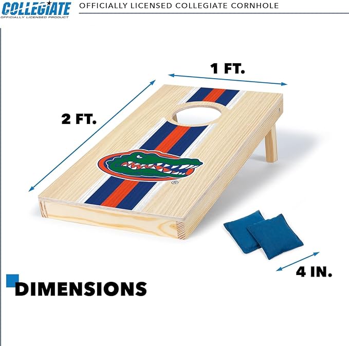 Wild Sports College Portable Size 1' x 2' Solid Wood Cornhole Set with Direct Print HD Team Graphics – Travel Size