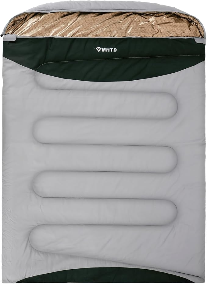 Double Sleeping Bag for Adults All Season 0 Degrees Heavy Duty Two Person Sleeping Bag for Camping Cotton Canvas YKK Zipper Portable
