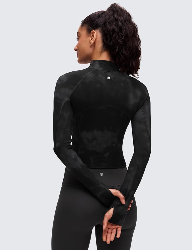 CRZ YOGA Butterluxe Half Zip Long Sleeve Shirts for Women - Workout Athletic Yoga Tops Crop Collared Quarter Zipper T-Shirt