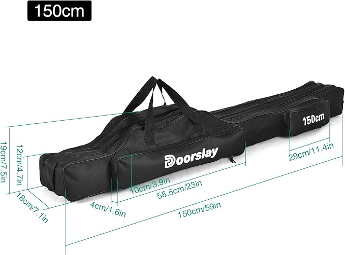 Fishing Rod Case Three Layers Fishing Rod Bag Oxford Portable Folding Fishing Pole Bag Outdoor Waterproof Tackle Storage Travel Bags Carry Organizer for Fishing Camping Hiking