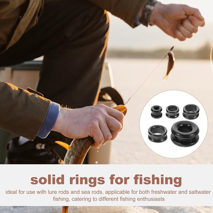 Ceramic Guide Ring Replacement Kit for Fishing Rod Repair 5Pcs Solid Ring Inserts for Rod Guide Fix Fishing Eyelets Replacement Lure and Sea Accessories
