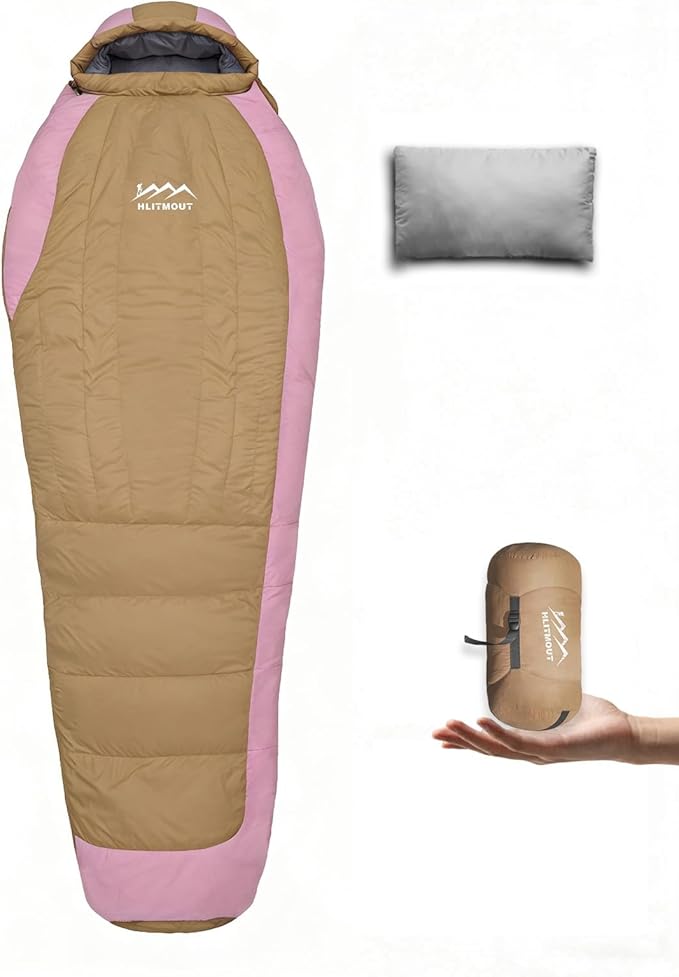 Down Sleeping Bag with Pillow, 0°F 20°F 32°F Regular and XL Compact Lightweight Sleeping Bag for Adults,Teens Backpacking,Camping and Hiking Outdoor