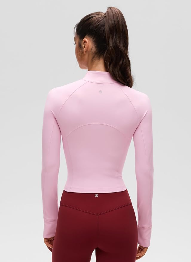 CRZ YOGA Butterluxe Half Zip Long Sleeve Shirts for Women - Workout Athletic Yoga Tops Crop Collared Quarter Zipper T-Shirt
