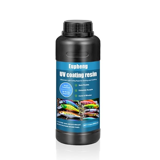 Eupheng Fishing Lure UV Coating Resin, Fast Cure, High Gloss Finish Ideal for Resin Art Projects