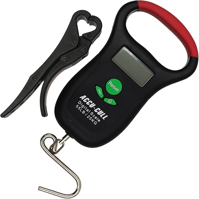 Fish Culling System Digital Fish Scale with Mini Fish Gripper - 2-in-1 Combo Pack Weighing Fishing Gear - Fishing Accessories and Fishing Equipment to Add in Fishing Tools Kit