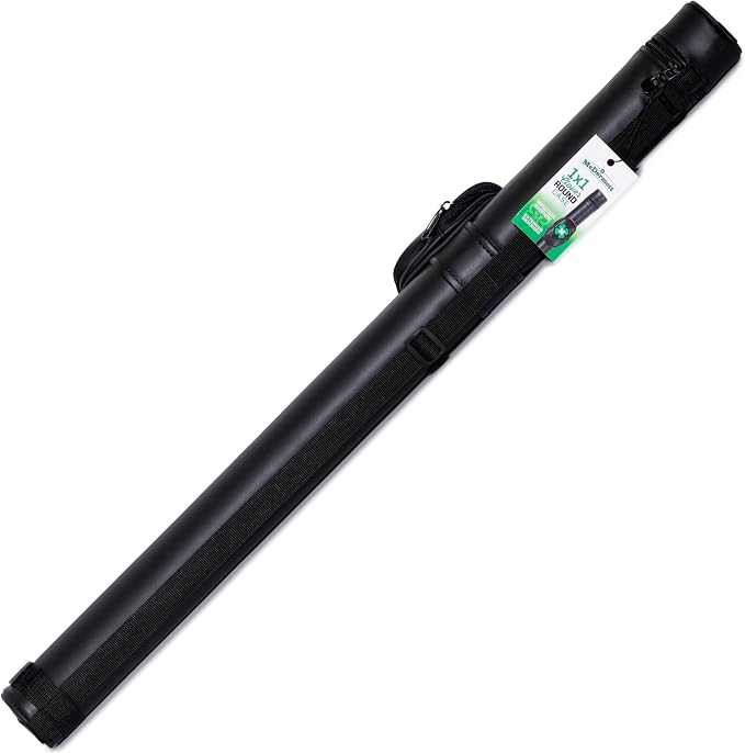 McDermott 1x1 Hard Round Vinyl Pool/Billiard Cue Case - Black w/Clover