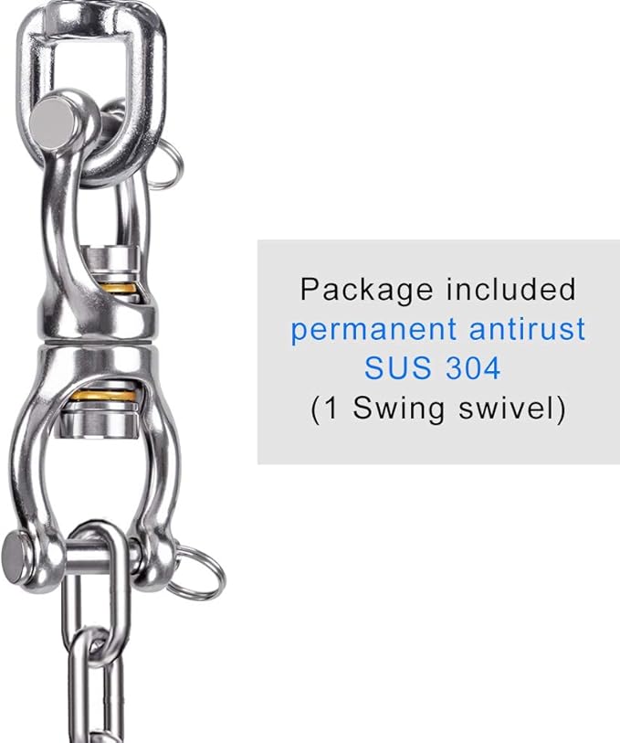 Dolibest SUS304 Silent Bearing Swing Swivel, Tire Swing Swivel with 2 Removeable Buckle for Web Tree Swing, Aerial Dance, Swing Yoga Swing Sets, 770LB Capacity