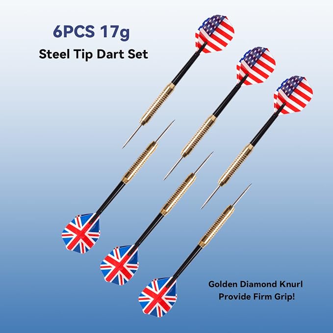 GSE Games & Sports Expert 18" Regulation Size Steel Tip Dartboard Game Set. Excellent Bristle/Sisal, Paper Baseball, Bullseye, Dart Board Game Set (Several Styles Available)