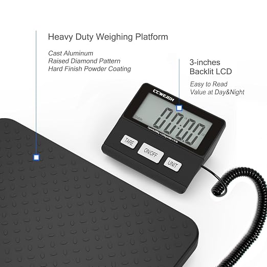 Digital Shipping Scale with Weight Indicator, 440lb/1.76oz, for Small Business, parcels, Home, Luggage, etc., Digital Postal Scale with AC Adapter and LCD Digital Display.