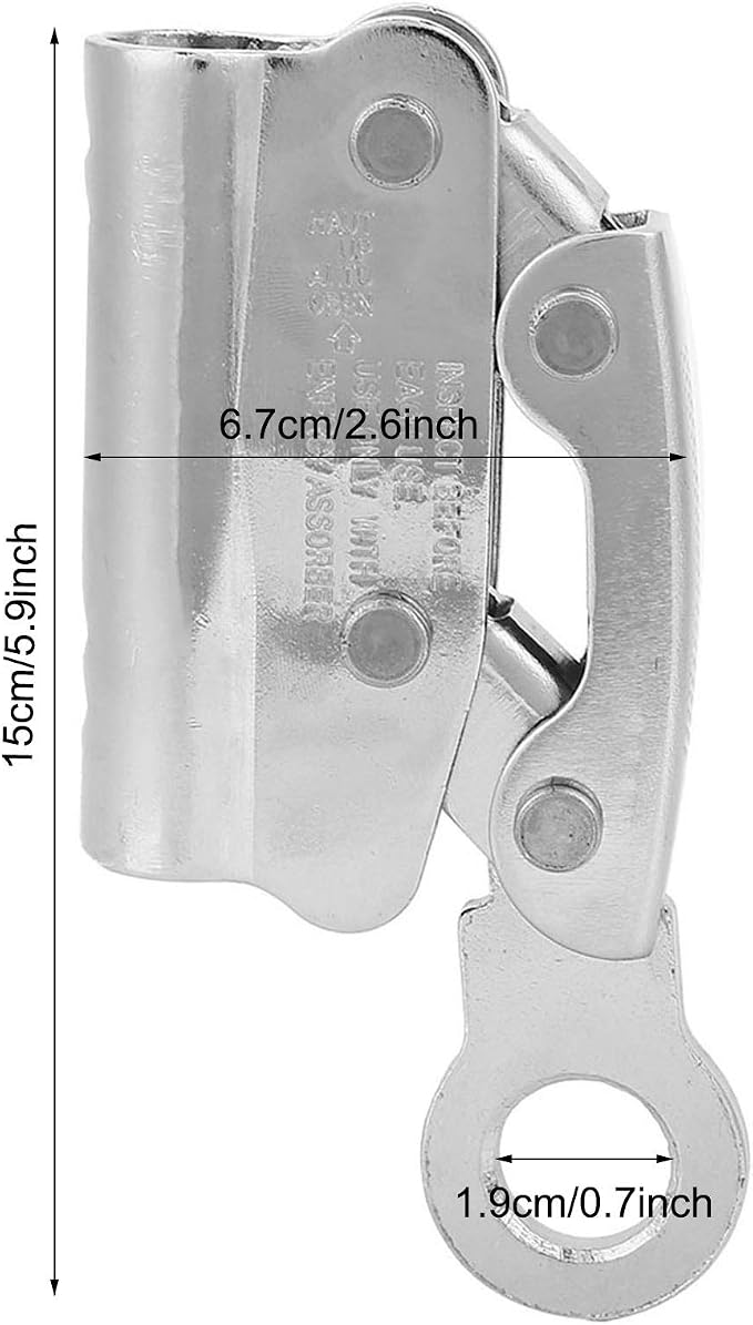 Rope Grab, SelF Braking Stop Descender Stop Descender Rope Descender Ascenders for Climbing Rope Clamp Climbing Anti Fall Equipment (Round Hole Hanging Point)