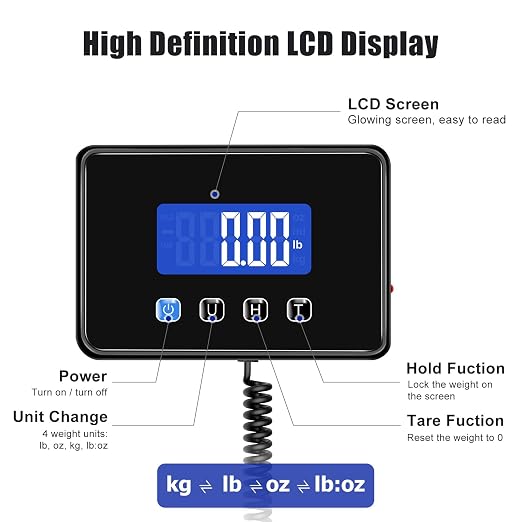 KUAIVO 660 lb Shipping Scale with Large LCD Display, Heavy Duty Postal Scale, 7 oz Accuracy, Digital Package Scale for Warehouse, Freight, Industrial and Home Business