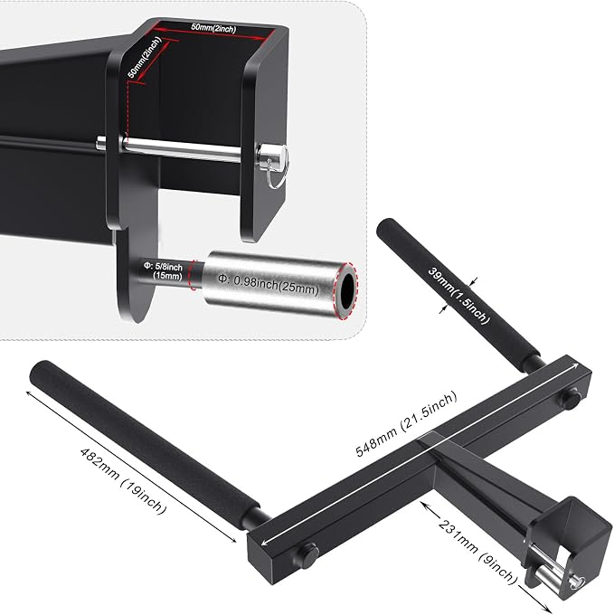 SELEWARE Squat Rack Attachment, Y-Shaped Dip Bar Attachment, Nordic Hamstring Curl Attachment and Lever Arms for 2x2 or 3x3 Power Rack with 5/8" or 1" Hole, Power Cage Accessories for Home Gym