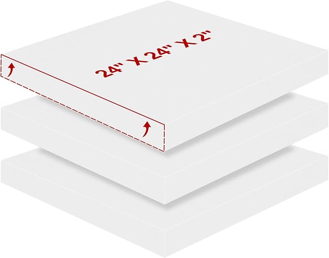 High Density Upholstery Foam 2" X 24" X 24", 3PCS Couch Cushion Replacement - 45D Density 70 ILD (Firm), Square Foam Padding for Chairs, Cut to Size Foam Replacement Cushion for Sofa Chair Bench