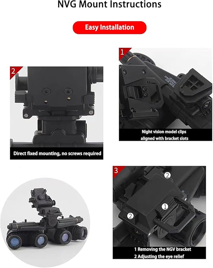 GPNVG 18 Night Vision Goggles Dummy Model with NVG Mount, Tactical Four-Tube Binocular Night Vision for Tactical Helmet NVG Mount, Cosplay Prop, CS Game,No Function (Black)