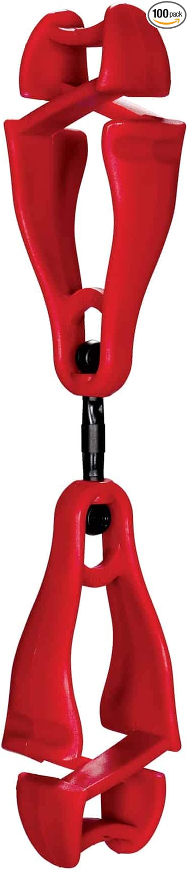 Ergodyne Squids 3400 Glove Clip Holder with Dual Clips,Red, 100-Pack