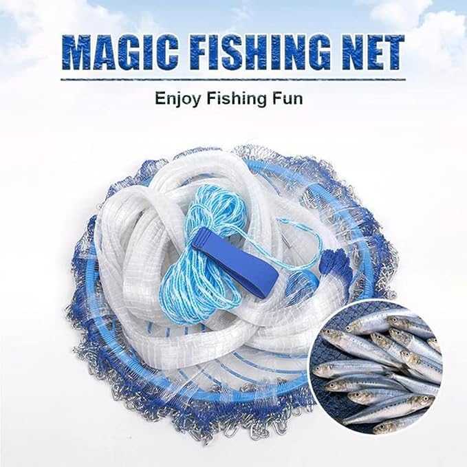 Alvinlite Cast Net for Bait Trap Fish 8ft 10ft 12ft 14ft 16ft Radius Fishing Cast Net Throw Cast Net with Heavy Duty Zinc Sinker for Freshwater and Saltwater