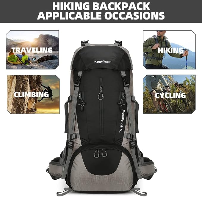 70L Camping Hiking Backpack with Rain Cover Waterproof Backpacking Backpack for Hiking Treeking Climbing Outdoor