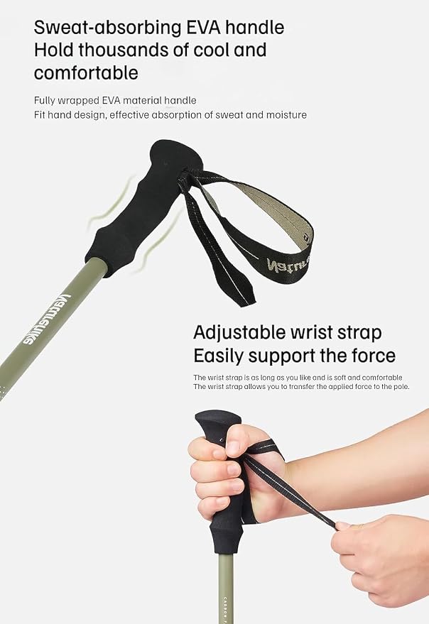 Naturehike 1 Piece Carbon Fiber Trekking Pole, 6oz Ultralight Single Collapsible Walking Stick for Women & Men, Adjustable Foldable Hiking Pole for Backpacking, Travel