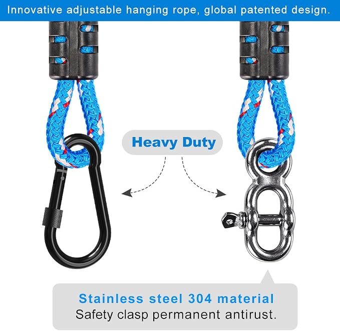 SELEWARE Tree Swing Rope Hammock Tree Straps Hanging Kit, Adjustable Rope Fast & Easy to Hang Hammock Chair Swing for Indoor Outdoor Tree Branch Camping Playground Accessories (Blue, 10ft, 1 Pack)