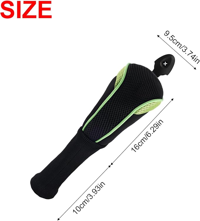 Andux 2 Pack Long Neck Golf Hybrid Club Head Covers Dial No. Tag CTMT-01 | Mesh Breathable material | all the Same Size | Coloured Piping | Pull-On Closure