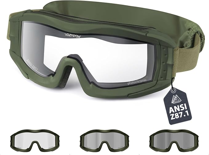Airsoft Goggles Anti Fog with ANSI Z87.1 Certified, Safety Goggles Impact Resistant, Tactical Shooting Glasses