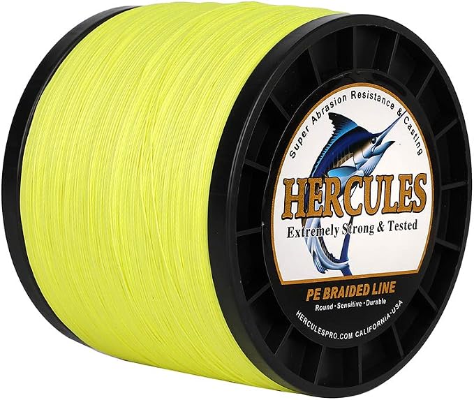HERCULES Cost-Effective Super Strong 4 Strands Braided Fishing Line 6LB to 100LB Test for Salt-Water, 109/328 / 547/1094 Yards (100M / 300M / 500M / 1000M), Diam# 0.08MM - 0.55MM, Hi-Grade