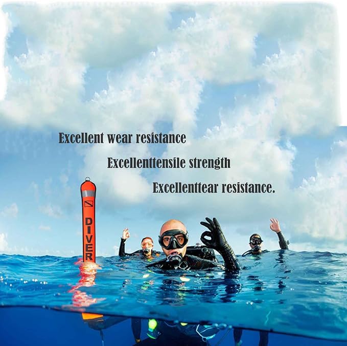 Diving Surface Marker Buoy Set SMB 5ft High Visibility Inflatable Scuba Signal Tube Safety Sausage with 100ft Diving Spool Reel and Clip