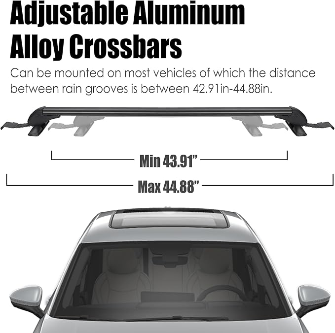 Universal Car Roof Rack, 43" Cross Bars with Anti-Theft Lock, Adjustable Aluminum Alloy Heavy Duty Crossbars for Car Roof Cargo Carrier, 165LBS Max Load