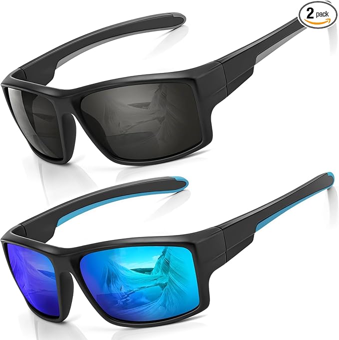 Missfive 2 Pack Mens Preferred Bifocal Sunglasses with Readers Built in, Sporty Semi-Rimless Wrap Dark Reading Glasses - Full Frame Rubber Thick Temples, UV400 Protection Outdoor/Driving, 3.00x