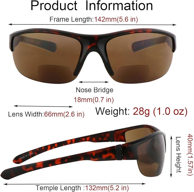 3 Pairs Bifocal Reading Sunglasses for Men and Women, Wrap Around Outdoor Reader Glasses 4.0X