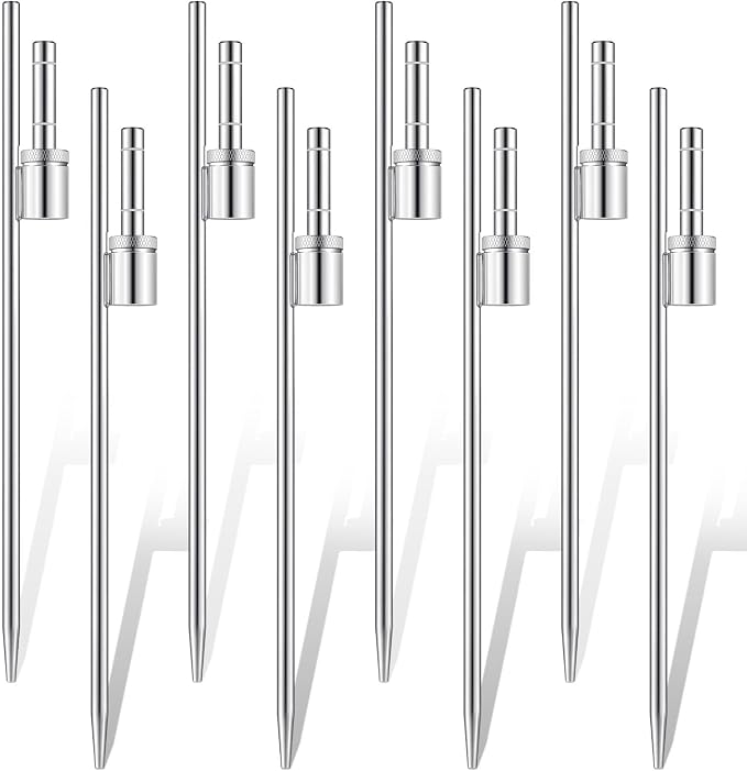 Pelopy 8 Pcs Feather Flag Ground Spike Ground Stake Flag Base Heavy Duty Flags Pole Holder for Outdoor Banner Stakes Fits Poles with 0.65 Inch Inner Diameter, Stake Only (20 Inch)
