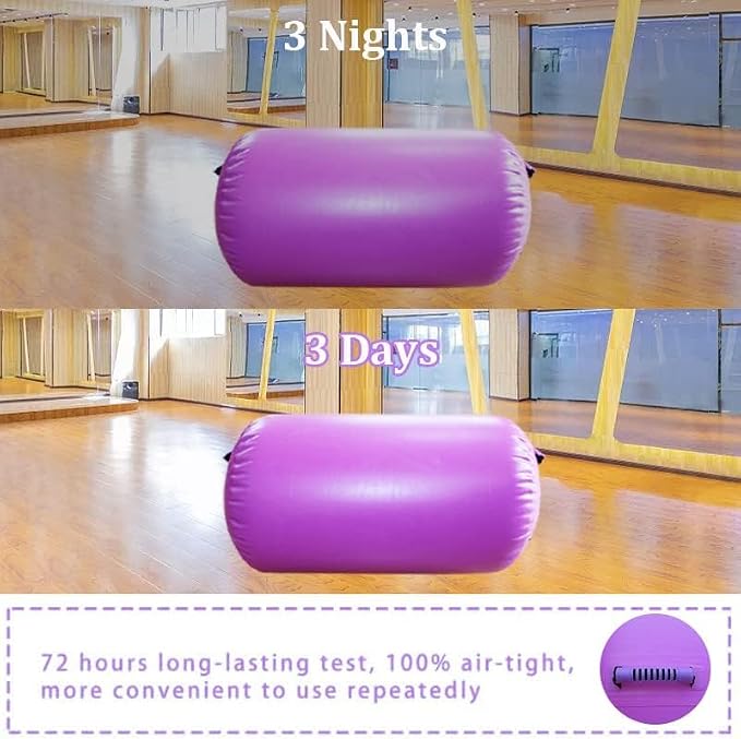CZGBRO Gymnastics Barrel Air Roller with Pump, Inflatable Tumbling Equipment Air Mat Octagon Mat for Backhandspring Training Cheerleading Home Use