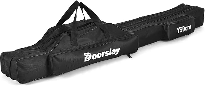 Fishing Rod Case Three Layers Fishing Rod Bag Oxford Portable Folding Fishing Pole Bag Outdoor Waterproof Tackle Storage Travel Bags Carry Organizer for Fishing Camping Hiking