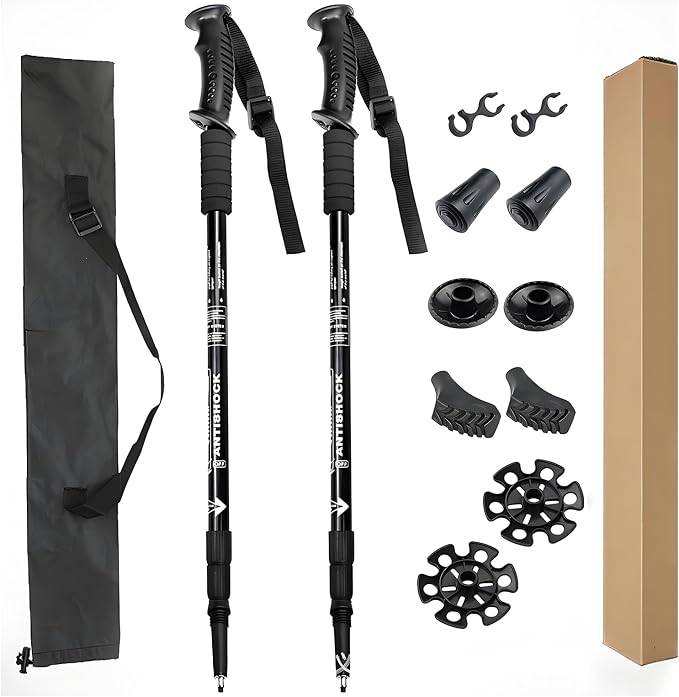Folding Hiking Poles - 2-Piece Adjustable Trekking Poles, Lightweight Collapsible Walking Stick for Women Men Seniors, Backpacking & Travel