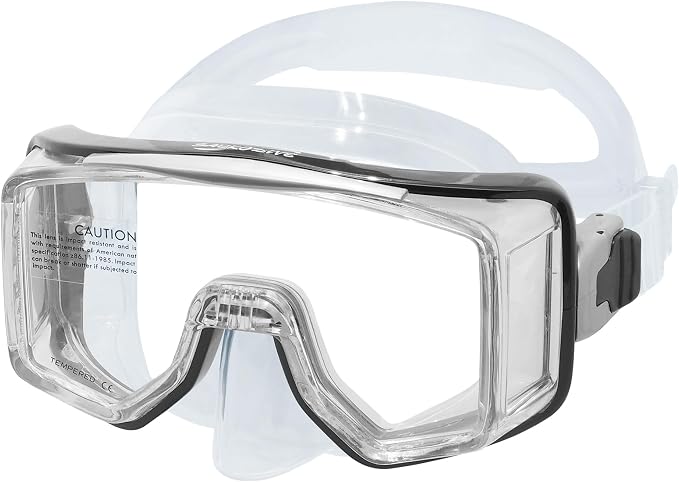 PanoEX 3 Window Diving Mask - Panoramic Wide View, Anti-Fog Tempered Glass, Anti-Leak Silicone Skirt - Scuba Mask, Dive Mask, Snorkel Mask for Adults