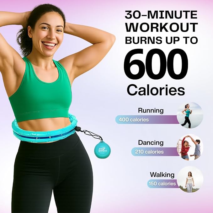 FIT ON FORM Infinity Weighted Hula Hoop for Adults Weight Loss, Smart Exercise Hola Circle Hoop for Women Abs Workout