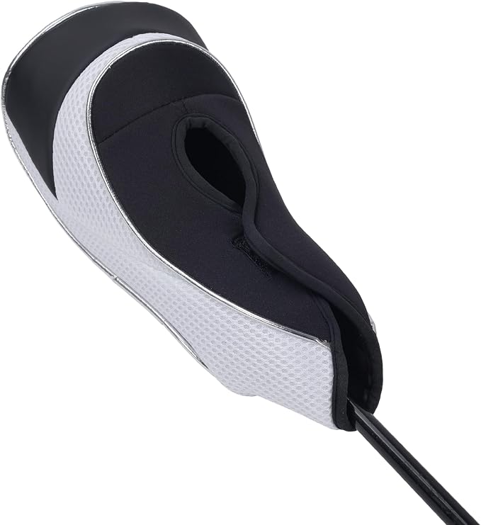 Andux Golf Wood Club Head Covers with Hook & Loop Set of 3 | for 460cc Driver Fairway Short Neck Faux Leather and Nylon-mesh Embroidery thread Number