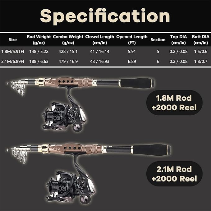 Fishing Rods and Reels Combo Telescopic Fishing Rod with Fishing Carrier Bag Travel Portable Fishing Rod and Reel Combo with Case