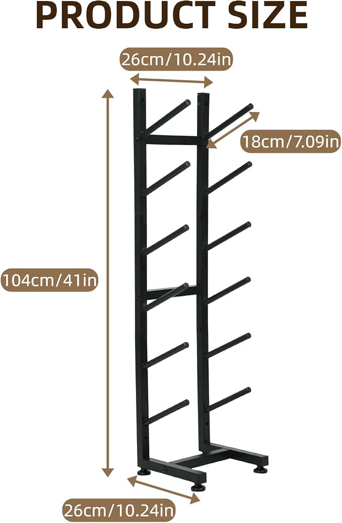 6-Tiers Heavy Duty Skateboard Racks Floor Stand, Skateboard Wall Mount, Snowboard Racks, Space Saving Storage for Garage Bedroom Skate Shop Gym, Black