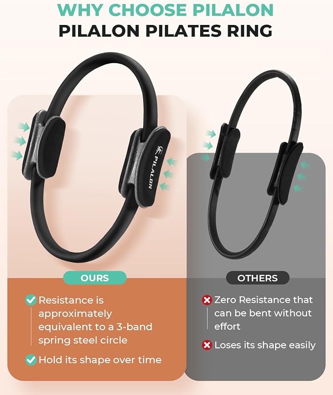 Pilates Ring Set - Studio-Grade Anti-Deformation Pilates Kit - Pilates Equipment for Home Workout - 14'' Pilates Ring, Pilates Ball, 2 Dumbbells, 5 Resistance Bands for Toning Arms, Thighs