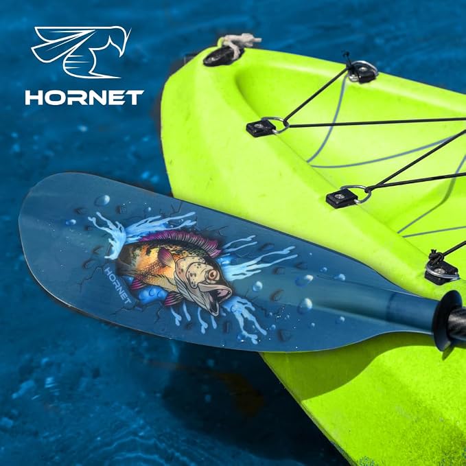 Hornet Watersports Fiberglass Kayak Paddle for Adults- Ideal for Touring, Fishing and Boating- 90.5 inches / 230CM Adjustable with Carbon Fiber Shaft- Kayak Oars Kayaking Equipment