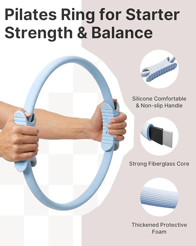 YOTTOY Pilates Ring and Ball Set, Figure 8 Resistance Bands, Stretch Bands&Guide,Pilates Equipment Set for Beginners for Home Workouts Core Strength, Yoga, Physical Therapy & Rehab