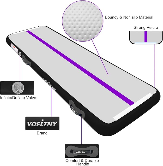 VOFiTNY Inflatable Gymnastics Air mat Tumbling Track with Air Barrel Octagon Mat with Pump for Home/Gym