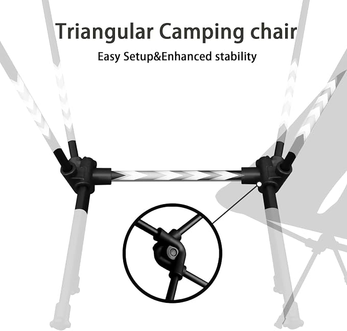 Lightweight Folding Camping Chair for Adults, Heavy Duty 270lbs Capacity Compact Backpacking Hiking Chair – Portable Durable Outdoor Chair with Ergonomic Support (Black)