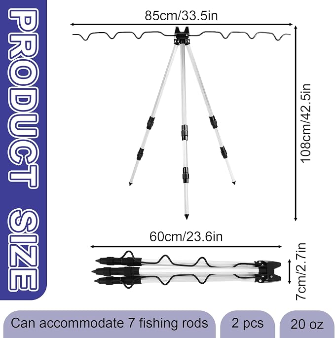 2 Pcs Portable Fishing Rod Holder for Ground Aluminum Alloy Bank Fishing Pole Holders Rack with Lock Banking Fish Rod Holder Pole Stand Fish Accessory Gift for Men Outdoor