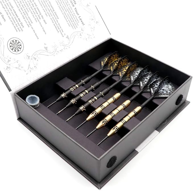 CUESOUL Jazz-Metal Luxury Steel Tip Darts Set 21g/24g/26g with AK5 Integrated Dart Flights