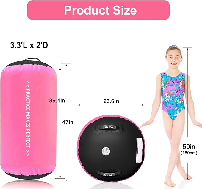VOFiTNY Inflatable Gymnastics Air mat Tumbling Track with Air Barrel Octagon Mat with Pump for Home/Gym