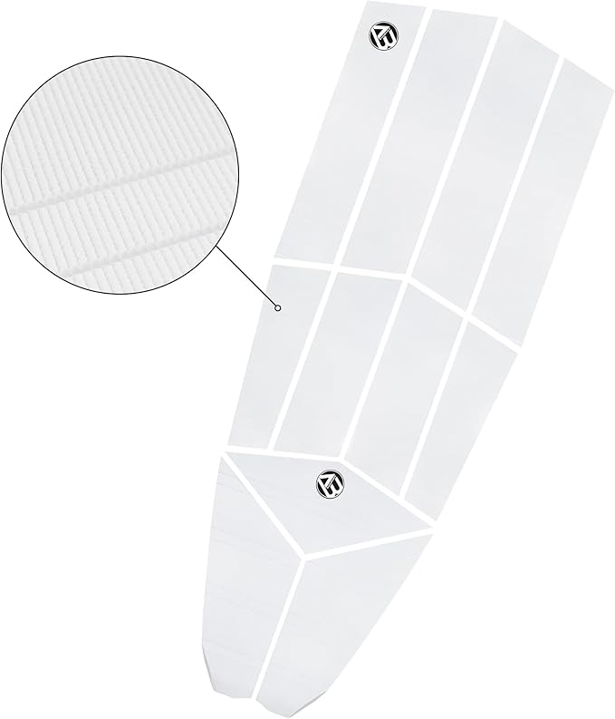 11 Piece Surf Small Deck Traction Pad Premium EVA Grip Foam with Adhesive for Longboard Paddleboard Surfboard, Deck Pad/Traction Pad/Tail Pads White, Black