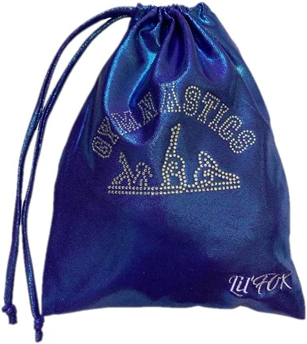 LIL'FOX 8"x10" Drawstring Gymnastics SMALL GRIP BAG 26x20cm - Lightweight Bag for Personal Equipment - Shiny Foil Rhinestones