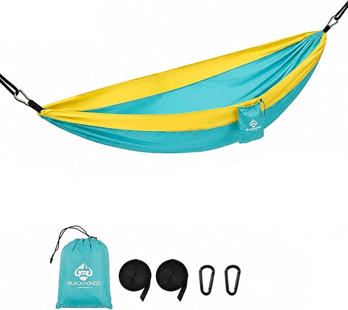 Camping Hammock – 500lbs Portable Hammock with Tree Straps - Travel, Backpacking, Hiking, Outdoors Camping Gear (Blue)